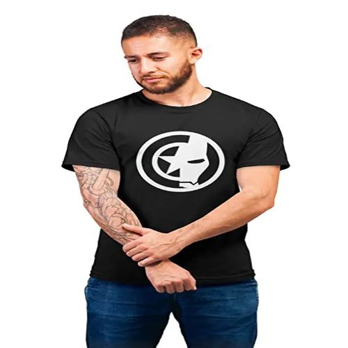 Kapto Mens Printed T-shirt - 100% Cotton, Regular Fit | Soft Lightweight, Half Sleeve, Available In Black And Navy Blue