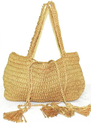Women Hand Woven Pure Jute Shoulder Bag - 12x15 Inches, Natural Jute Color | Eco-Friendly, Spacious Tote with Elegant Rope Handles