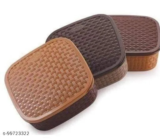 Dhrixtroi Masala Box - 1000 Ml Plastic, Elegant Dual Color Woven Design With 7 Removable Spice Cups, Maintains Freshness And Hygiene