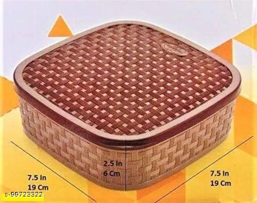 Dhrixtroi Masala Box - 1000 Ml Plastic, Elegant Dual Color Woven Design With 7 Removable Spice Cups, Maintains Freshness And Hygiene