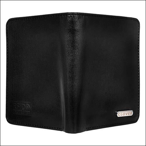 Genuine Grain Leather Wallet - 9x12 Cm, Black Plain Design | Rfid Protected, 2 Hidden Pockets, 4 Credit Card Slots