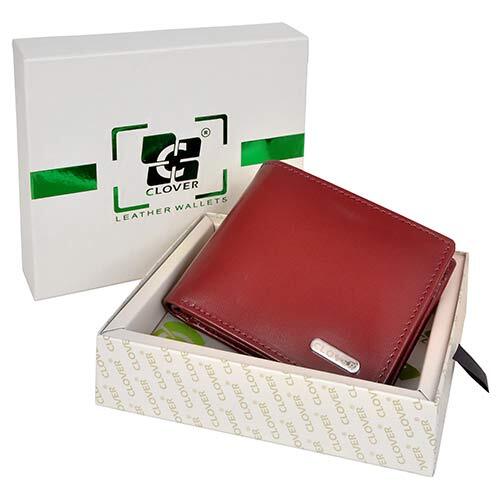 Brown Leather Wallet - Genuine Grain Leather, 11.5x9 Cm, Cherry Color | Bifold Design, Rfid Protected, 4 Credit Card Pockets, 2 Id Card Slots, Multiple Compartments