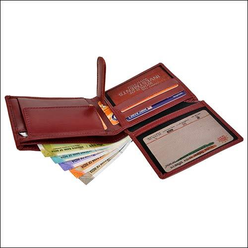 Brown Leather Wallet - Genuine Grain Leather, 11.5x9 Cm, Cherry Color | Bifold Design, Rfid Protected, 4 Credit Card Pockets, 2 Id Card Slots, Multiple Compartments