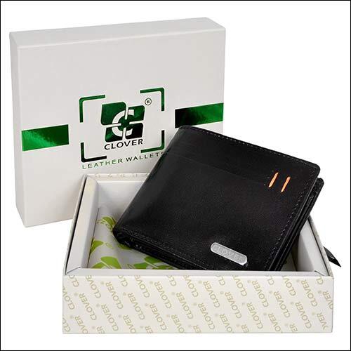 Black Leather Wallet - Genuine Grain Leather, 11.5x9 Cm, Black | Bifold Design, Rfid Protected, Multiple Pockets