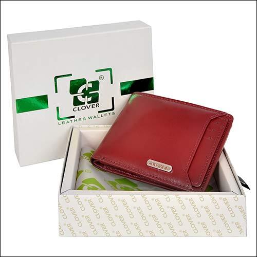 Brown Leather Wallet - Genuine Grain Leather, 11.5x9 Cm, Cherry Color | Bi-fold Design, Rfid Protected, 9 Card Slots