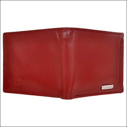 Brown Leather Wallet - Genuine Grain Leather, 11.5x9 Cm, Cherry Color | Bi-fold Design, Rfid Protected, 9 Card Slots