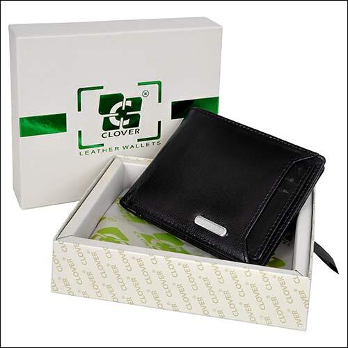 Black Leather Wallet Gwcc604 Rfid Protected - Genuine Grain Leather, 11.5x9.5cm, Black Color, Bi-fold Design, 9 Credit Card Slots, 2 Hidden Pockets