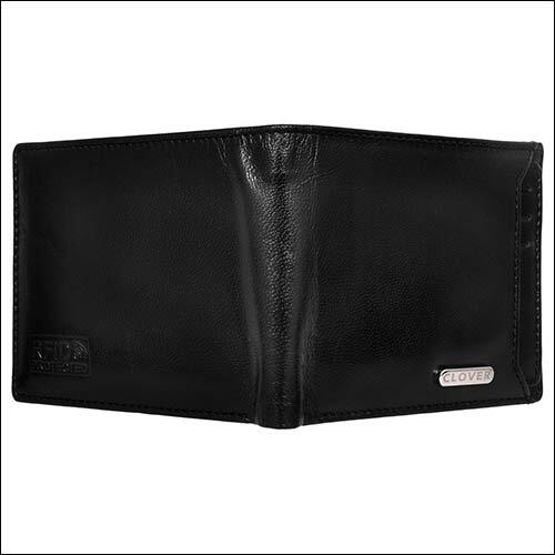 Black Leather Wallet Gwcc604 Rfid Protected - Genuine Grain Leather, 11.5x9.5cm, Black Color, Bi-fold Design, 9 Credit Card Slots, 2 Hidden Pockets