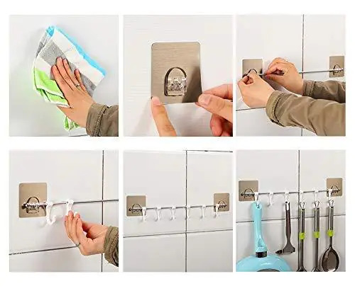 Kitchen Accessories Holder - Plastic | Multi-color Nail-free Installation Removable Sticker Bases Smoothly Movable Hooks Washable & Reusable