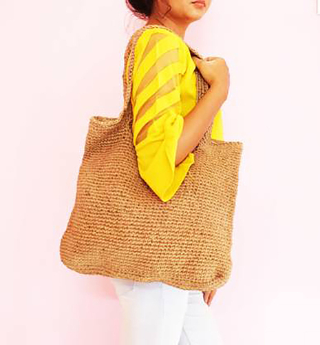 Women Hand Woven Pure Jute Shoulder Bag - 13x14 Inch, Natural Jute Color | Eco-Friendly, Reusable, Spacious Tote for Daily Use and Travel