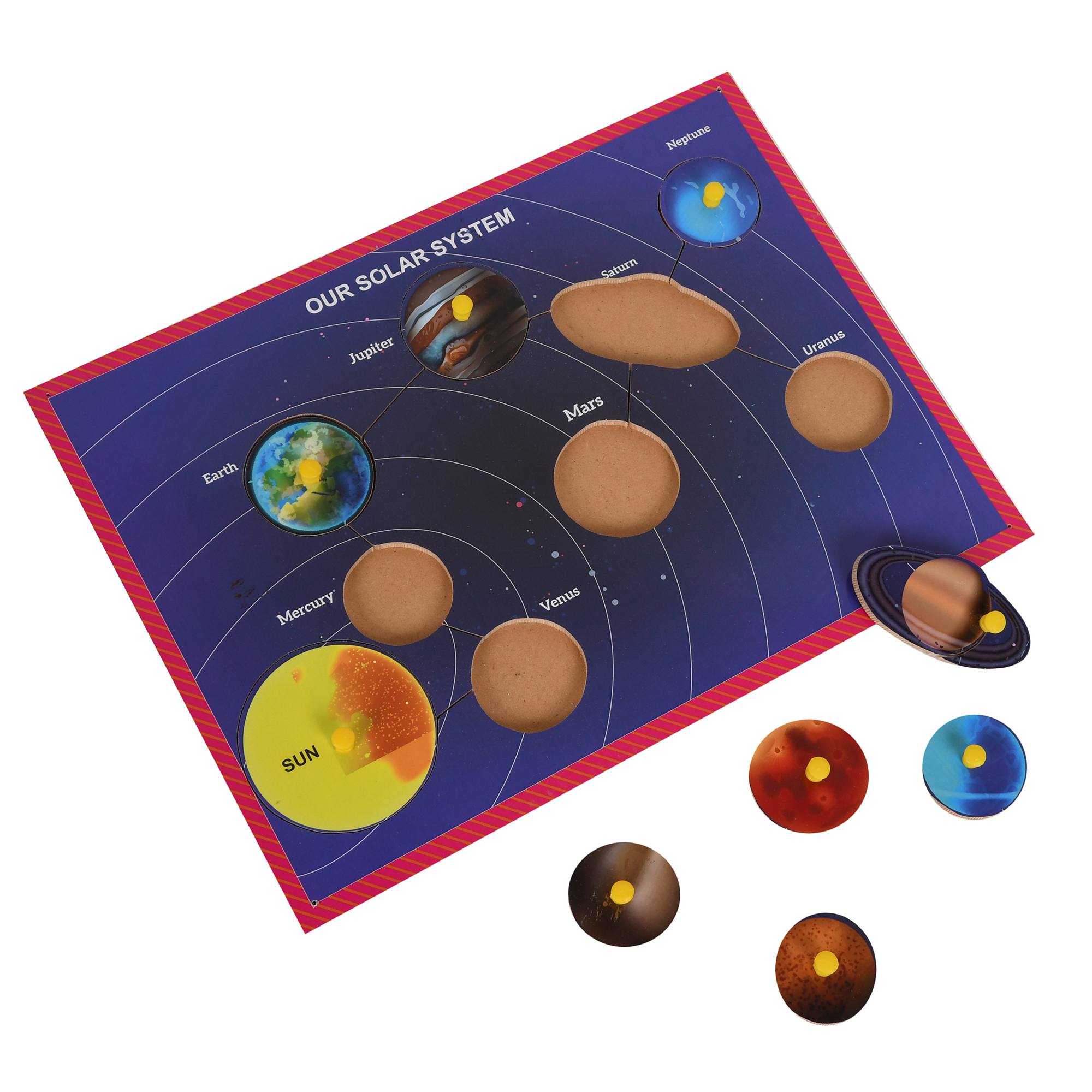 Wooden Knob Puzzle - 9 X 12 Inch | Multi-color, Promotes Hand-eye Coordination And Problem-solving Skills