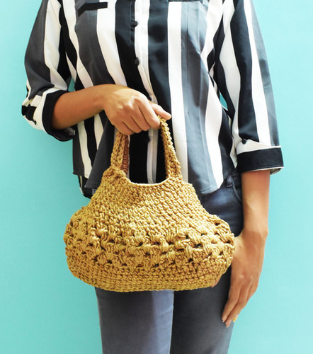 Hand Woven Jute Bag - 100% Natural Crochet, 12x8 Inches, Natural Jute | Elegant Design, Eco-Friendly, Spacious Tote for Daily Use