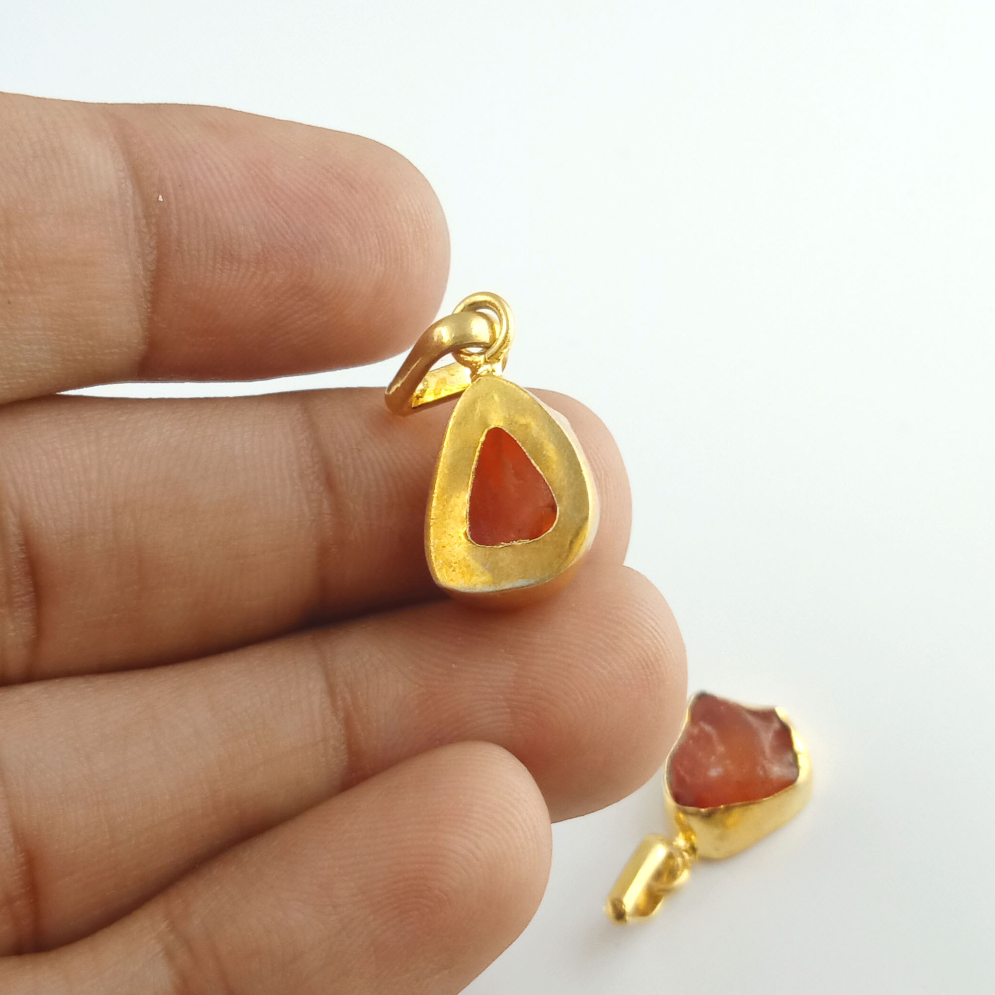 Cushion Raw Carnelian Pendant Gemstone Pendant Orange Carnelian Pendant Rough Carnelian Pendant
