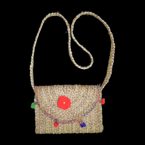 Hand Woven Pure Jute Shoulder Bag - 10x8 Inch, Natural Jute Color | Stylish Design, Eco-Friendly, Reusable, Ideal for Multiple Uses