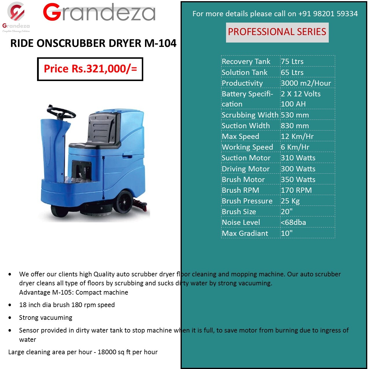 M-104 Ride On Scrubber Drier