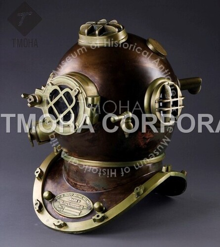 डेकोरेटिव एंटीक यूएस नेवी डीप सी मरीन स्कैन स्कूबा रिप्रोडक्शन डाइविंग हेलमेट डाइवर्स हेलमेट मार्क V Dh0004