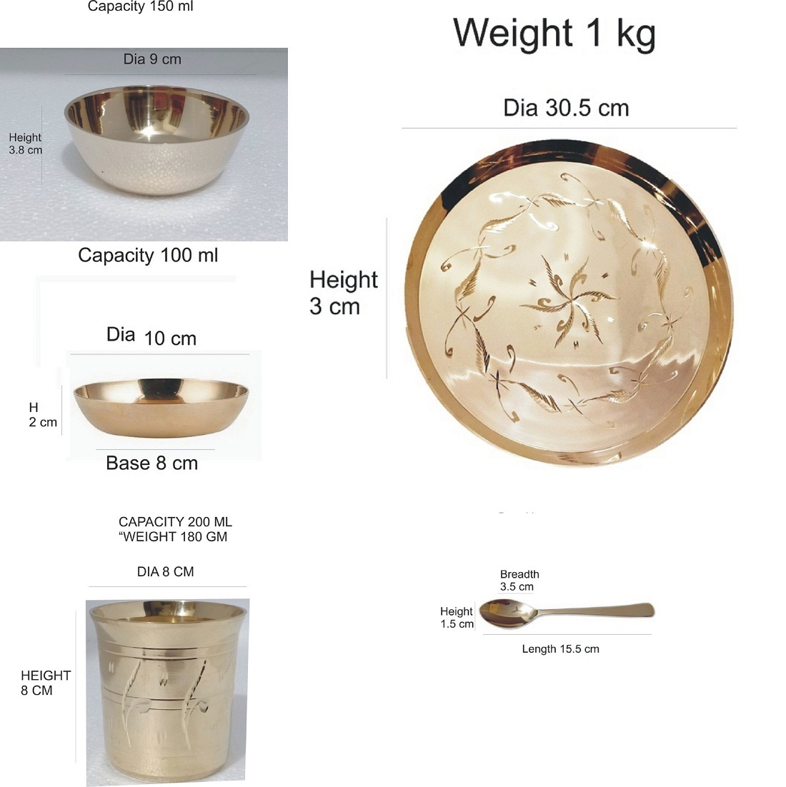 Metal Bronze Designer Dinner Set