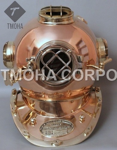 गोल्डन एंटीक यूएस नेवी डीप सी मरीन स्का स्कूबा रिप्रोडक्शन डाइविंग हेलमेट डाइवर्स हेलमेट मार्क V Dh0033