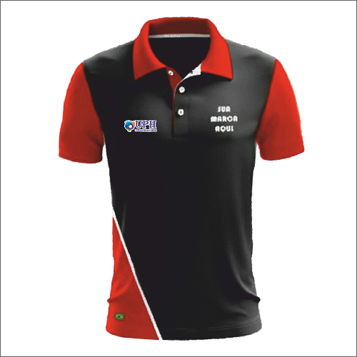 Red-Black Cut And Sew Sports T-Shirt