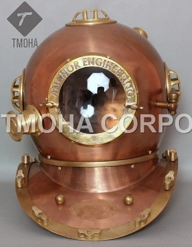 कॉपर एंटीक यूएस नेवी डीप सी मरीन स्का स्कूबा रिप्रोडक्शन डाइविंग हेलमेट डाइवर्स हेलमेट मार्क Iv Dh0044