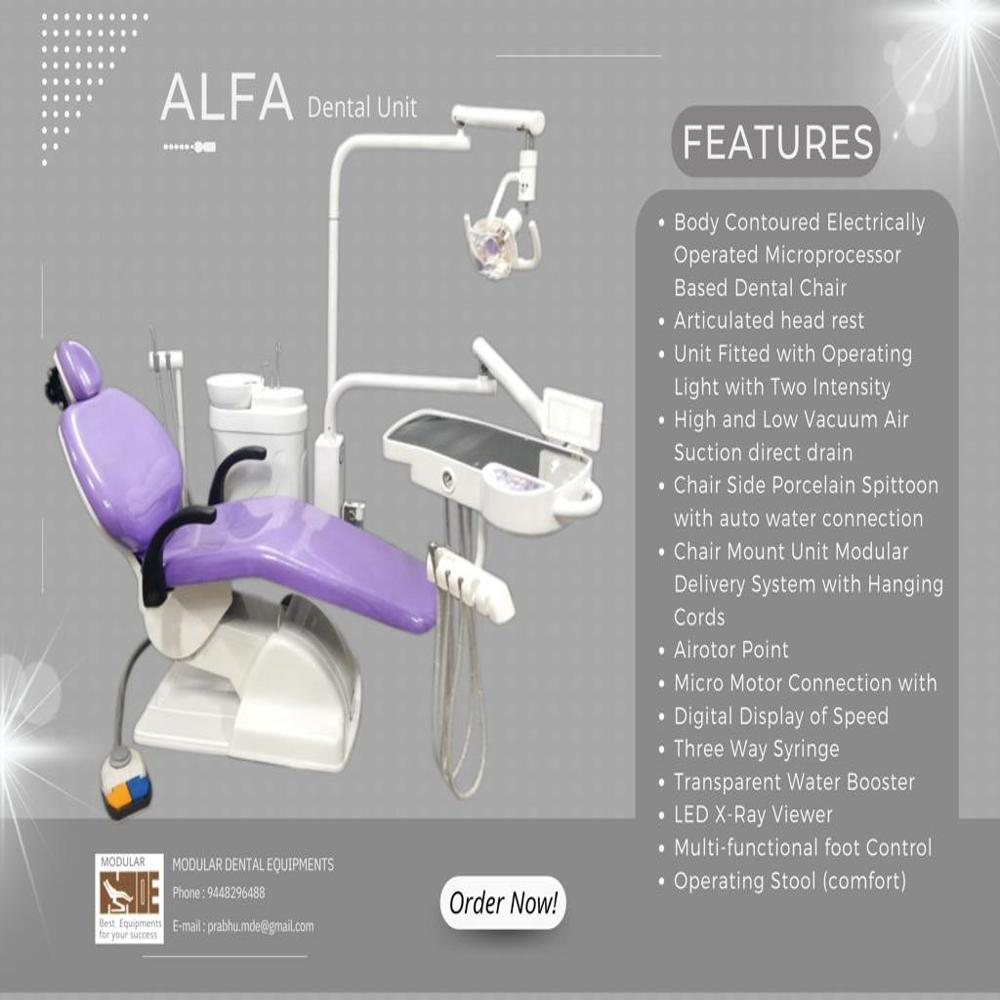 पर्पल एंड व्हाइट अल्फा डेंटल चेयर