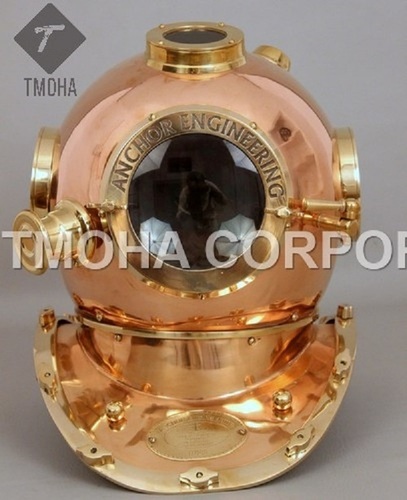 कॉपर एंटीक यूएस नेवी डीप सी मरीन स्का स्कूबा रिप्रोडक्शन डाइविंग हेलमेट डाइवर्स हेलमेट मार्क V Dh0057