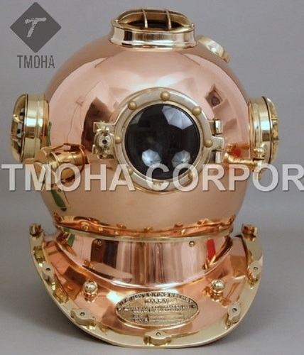 कॉपर एंटीक यूएस नेवी डीप सी मरीन स्का स्कूबा रिप्रोडक्शन डाइविंग हेलमेट डाइवर्स हेलमेट मार्क V Dh0058
