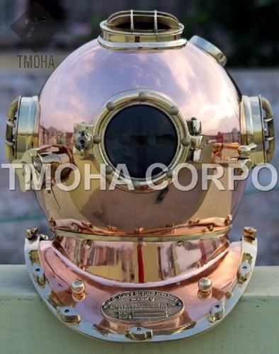 कॉपर एंटीक यूएस नेवी डीप सी मरीन स्का स्कूबा रिप्रोडक्शन डाइविंग हेलमेट डाइवर्स हेलमेट मार्क V Dh0059
