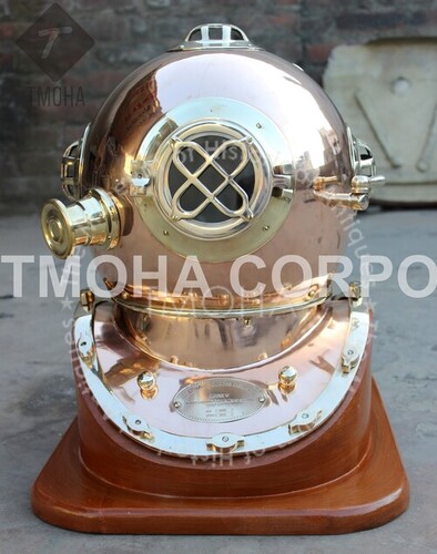 कॉपर एंटीक यूएस नेवी डीप सी मरीन स्का स्कूबा रिप्रोडक्शन डाइविंग हेलमेट डाइवर्स हेलमेट मार्क Iv Dh0062