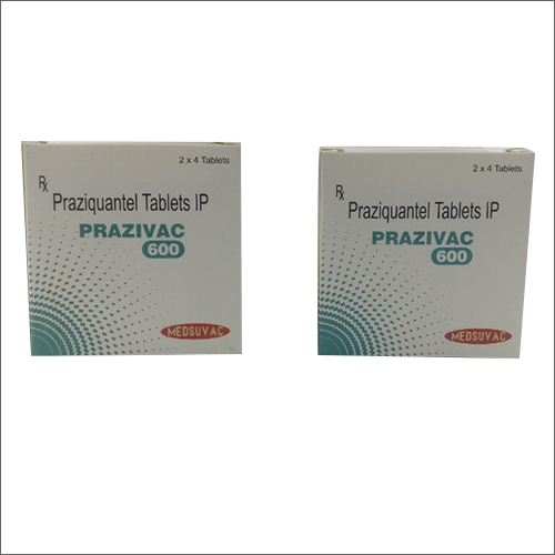 Praziquantel Tablets Ip - 600 Mg Dosage | Anthelmintic Treatment For Schistosoma And Liver Fluke, Quality Formulated In Accordance With Global Standards, 2 X 4 Tablets Boxes