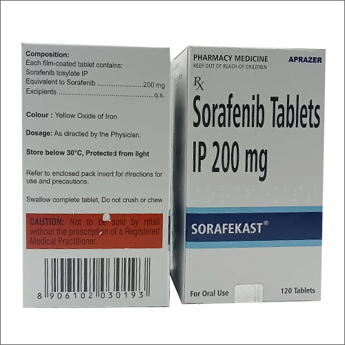 Sorafenib - 200mg Tablets Ip | Antineoplastic Agent For Advanced Kidney And Liver Cancers, 120 Tablets Per Box