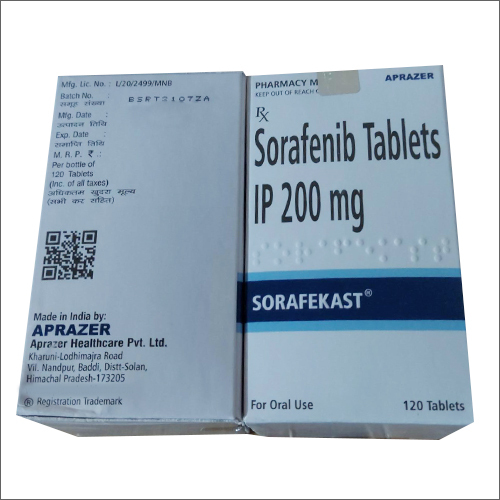 Sorafenib - 200mg Tablets Ip | Antineoplastic Agent For Advanced Kidney And Liver Cancers, 120 Tablets Per Box