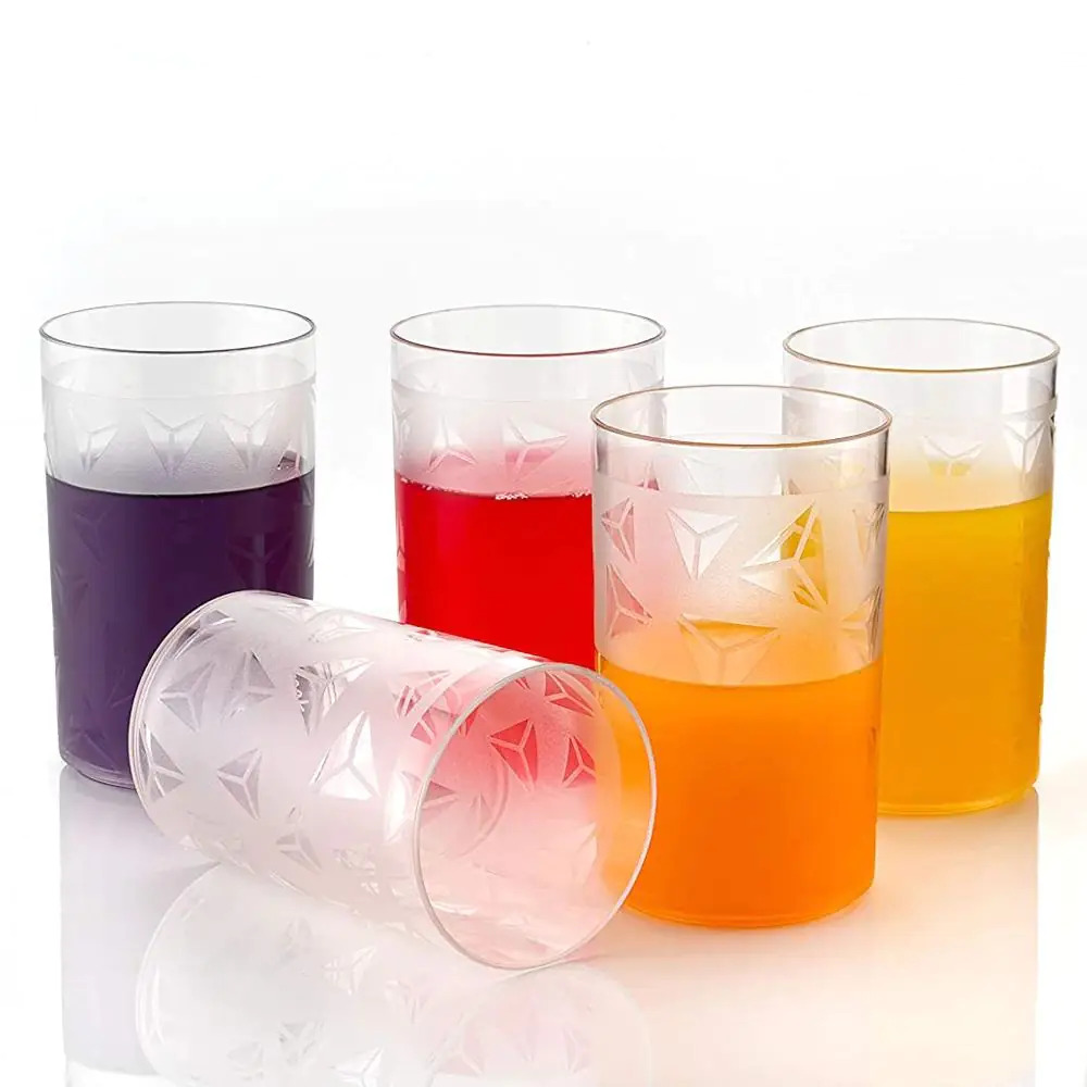 Gce Unbreakable Plastic Diamond Design Drinking Glass - Multi Color Dappled Interior For Easy Stacking Without Sticking