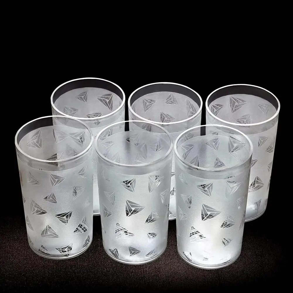 Gce Unbreakable Plastic Diamond Design Drinking Glass - Multi Color Dappled Interior For Easy Stacking Without Sticking