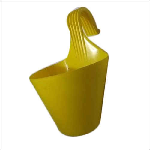 PP Hook Hanging Pot - Plastic, Round, Vibrant Yellow | Effective Drainage, Space-Saving Design, Cheerful Atmosphere for Plant Growth