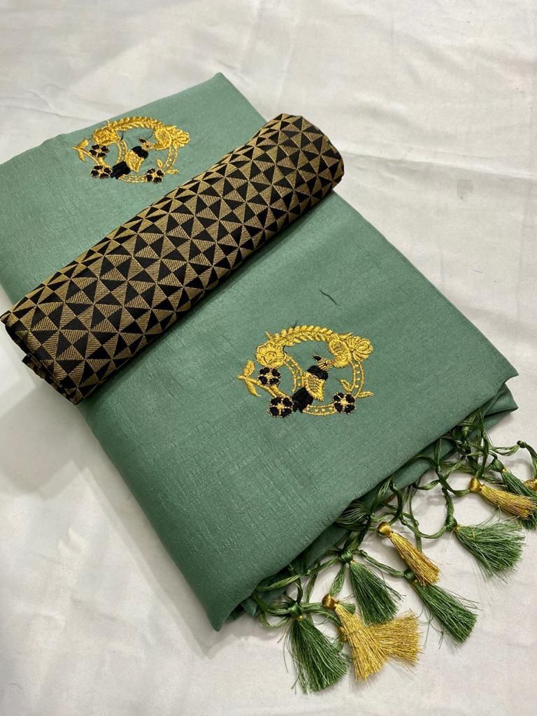 Jorjet Top - Rangoli Silk Saree With Embroidered Work & Attached Zalarate, Washable Cotton, Customized Size, Traditional Ethnic Design