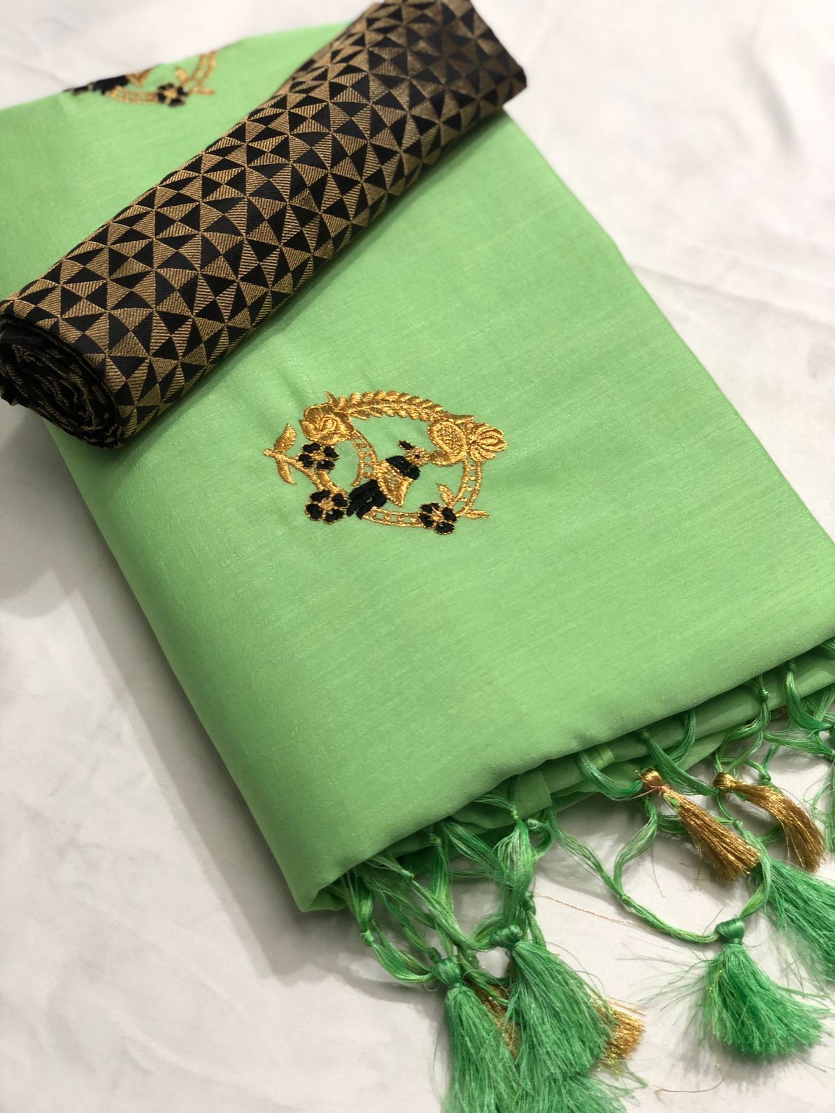 Jorjet Top - Rangoli Silk Saree With Embroidered Work & Attached Zalarate, Washable Cotton, Customized Size, Traditional Ethnic Design