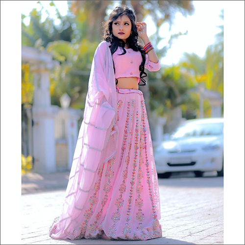 Washable Fox Gorgette With Embroidery Work Lehenga Set