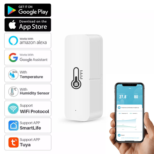 Tuya स्मार्ट एपीपी रिमोट मॉनिटर होम टेम्परेचर ह्यूमिडिटी न्यूनतम Wi-fi तापमान और ह्यूमिडिटी सेंसर