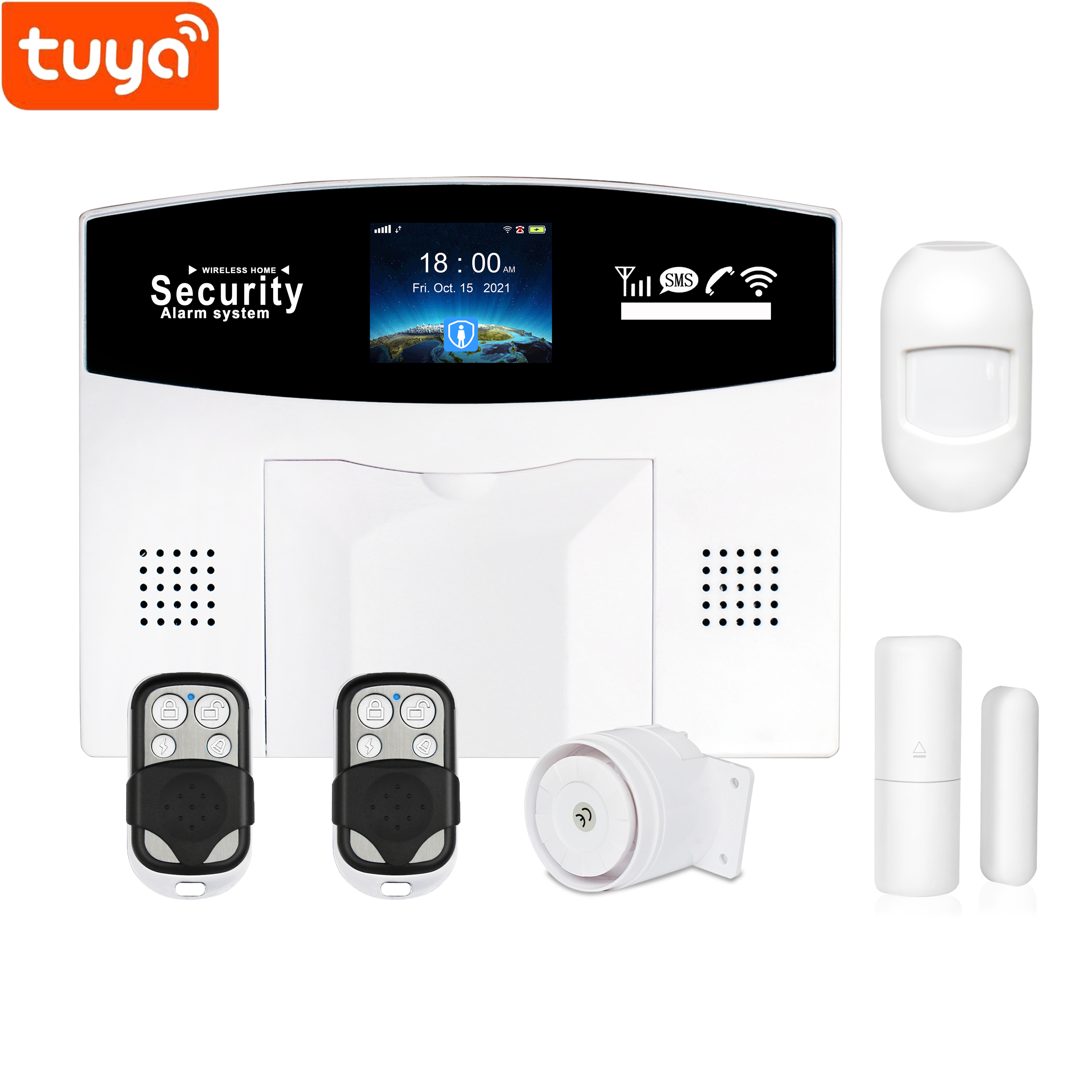 Wired Alarm Panel Wireless Tuya Smart Home Tft Wifi Gsm Alarm System