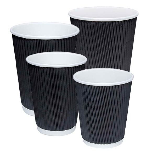 Ripple Cups - Double Wall Paper Design 5oz To 16oz Sizes | Heat Retaining, Hand-friendly Red Disposable Solution
