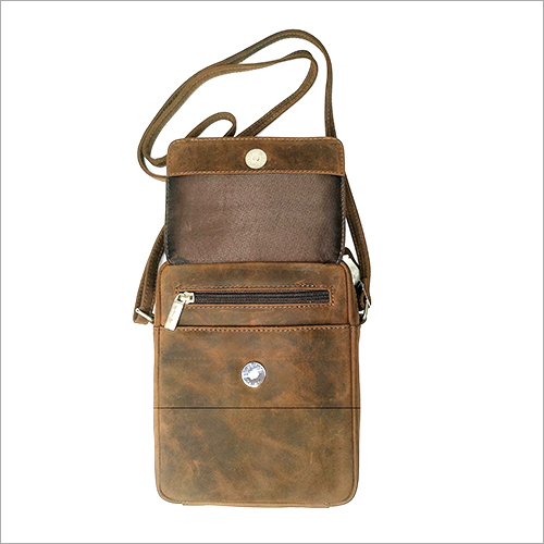 ब्लैक ब्राउन साबर लेदर हंटर स्लिंग बैग