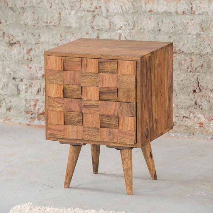 Yes Solid Wood Bedside Table With 2 Drawers