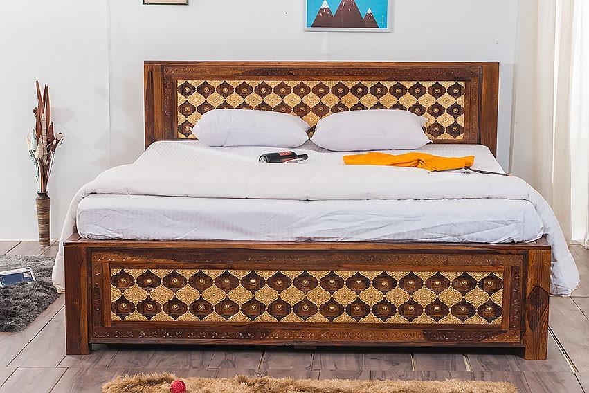 Solid Wood Brass Bed