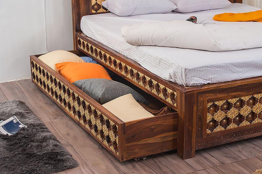 Solid Wood Brass Bed