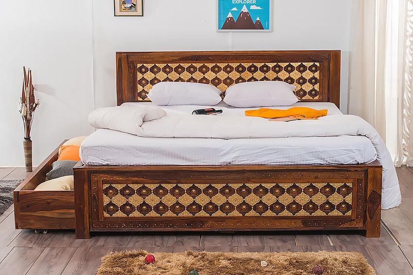 Solid Wood Brass Bed