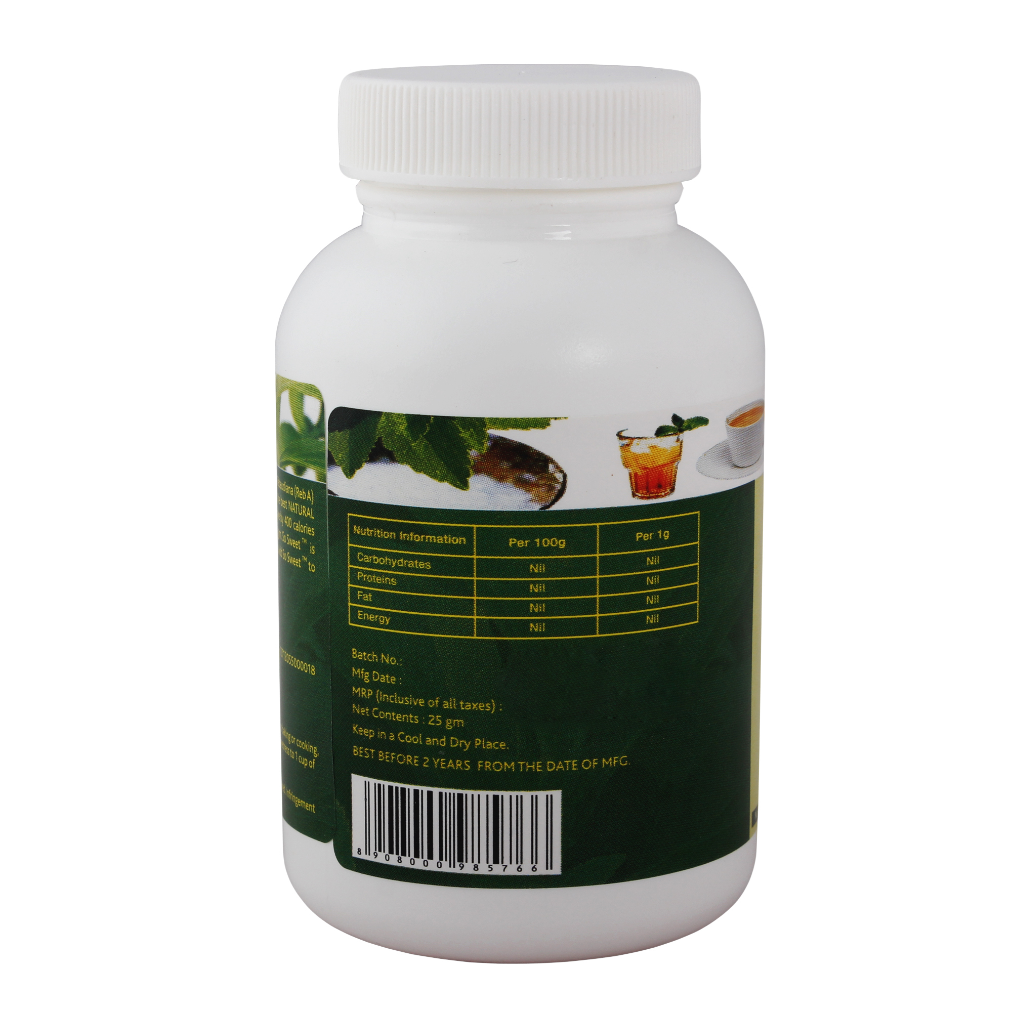 Pure Stevia Extract 25gm - Soft White Powder, 100% Purity | Sweet Flavor, 300 Times Sweeter Than Sugar, 2-year Shelf Life