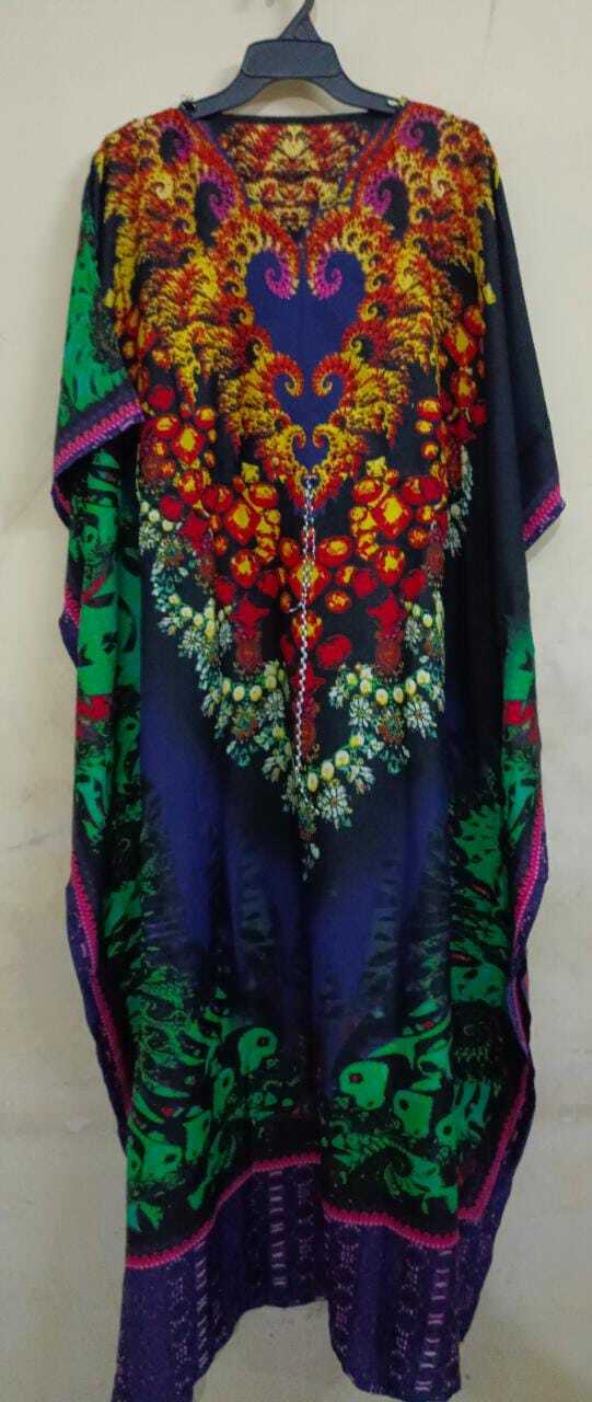 Kaftan Nighty - Heavy Quality Fabric, Customized Size | Casual Dress, Embroidered Pattern, Washable, All Season Wear