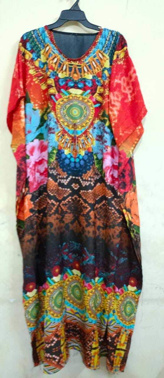 Kaftan Nighty - Heavy Quality Fabric, Customized Size | Casual Dress, Embroidered Pattern, Washable, All Season Wear