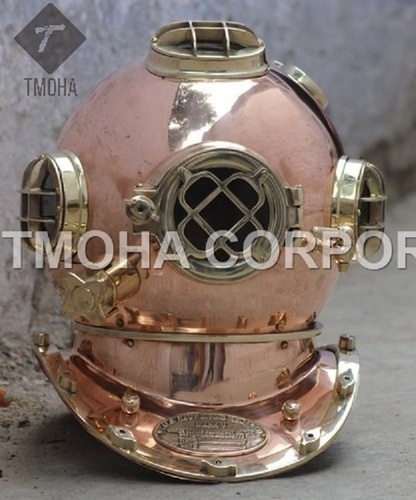 कॉपर एंटीक यूएस नेवी डीप सी मरीन स्का स्कूबा रिप्रोडक्शन डाइविंग हेलमेट डाइवर्स हेलमेट मार्क V Dh0140
